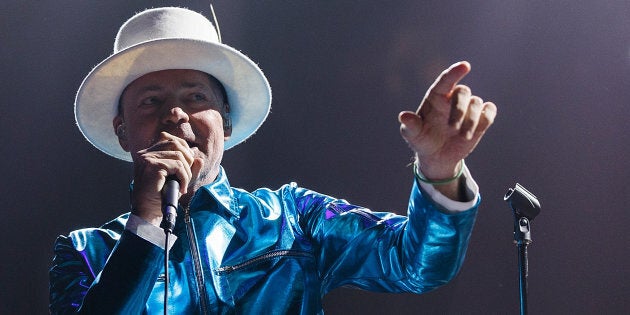 Gord Downie of The Tragically Hip performs onstage during their 'Man Machine Poem Tour' at Rogers Arena on July 24, 2016 in Vancouver.