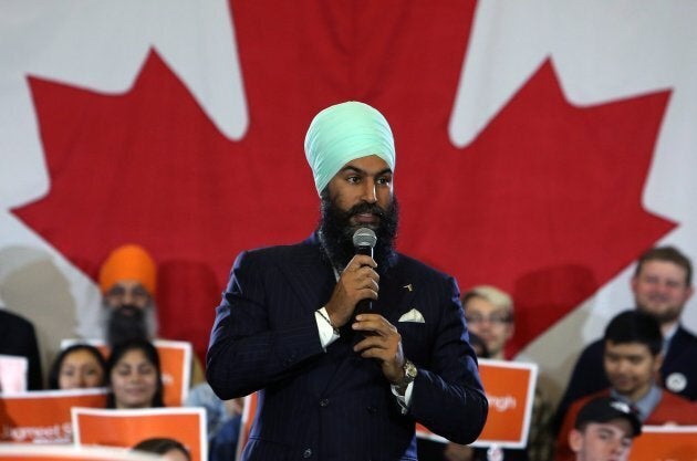 NDP Leader Jagmeet Singh addresses supporters as he kicks off his first cross-country tour at a rally in Ottawa on Oct. 15, 2017.