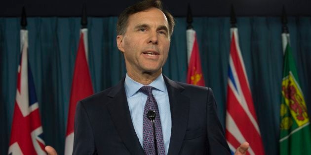 Finance Minister Bill Morneau speaks with the media on Parliament Hill on Oct. 19, 2017.