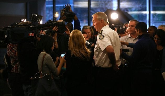 Former Toronto Police Chief Bill Blair scrums with media in Toronto on Nov. 13, 2014.