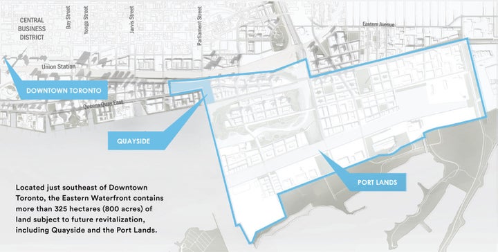 The planned location of Sidewalk Toronto on the city's eastern waterfront.