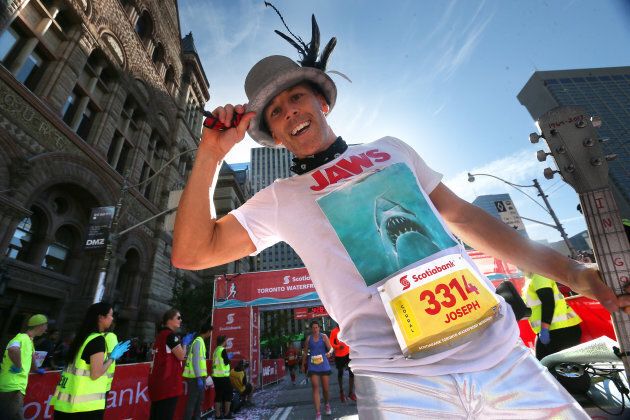 Joseph Reid said he got the idea of dressing up like Gord Downie after he saw some runners in costumes at the 2016 Scotiabank Marathon.
