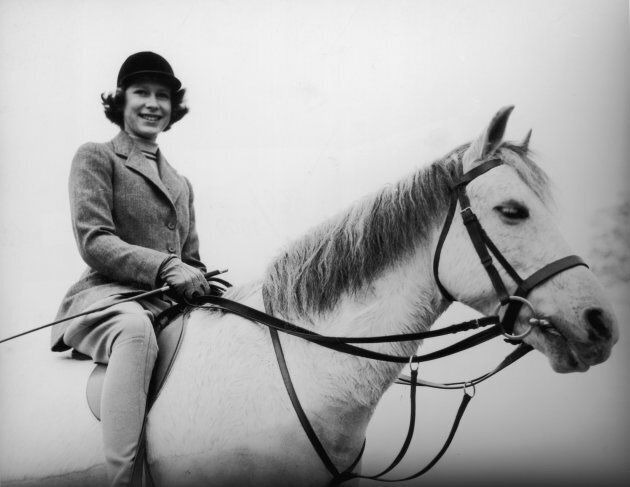 April 1940: Princess Elizabeth out riding at the Royal Lodge, Windsor.