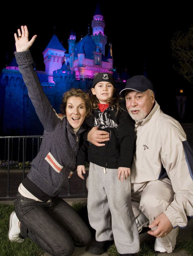 Celine Dion, son Rene-Charles, 6, and husband Rene Angelil at Disneyland, March 21, 2007.