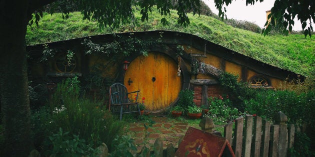 A Hobbit hole on the Hobbiton movie set where