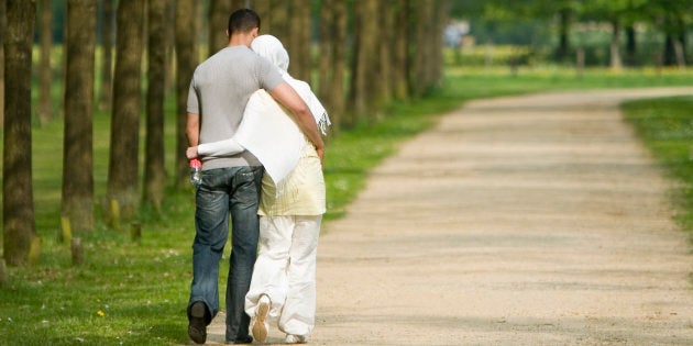 Walking Moroccan couple