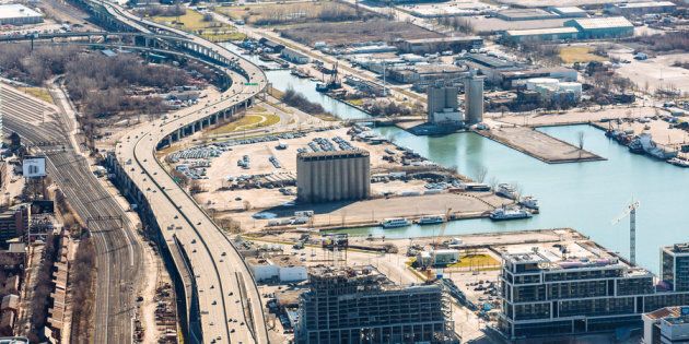A bird’s-eye view of the eastern waterfront in Toronto where Quayside will be built.