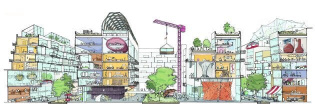 Quayside concept, mixed-use buildings.