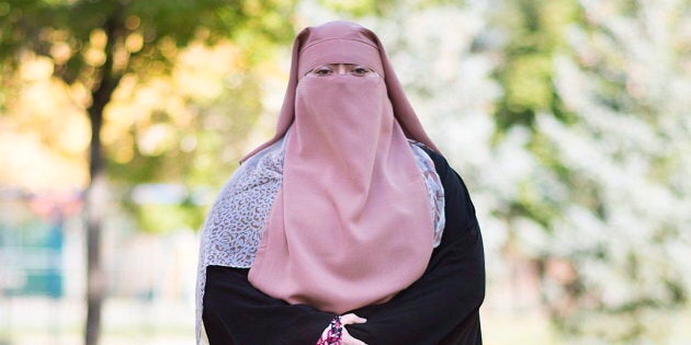 Warda Naili poses for a photograph at a park in Montreal, Saturday, Oct. 21, 2017.