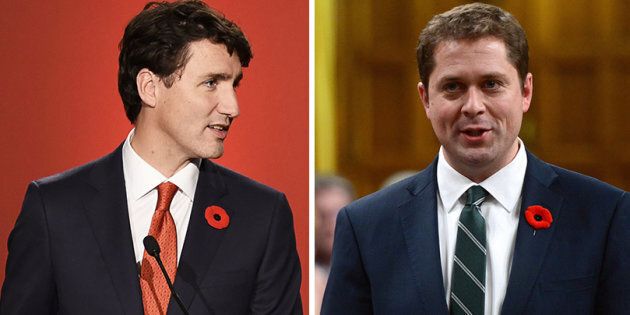 Conservative Leader Andrew Scheer, right, says Prime Minister Justin Trudeau's support for a recent speech by the governor general has offended millions of Canadians.