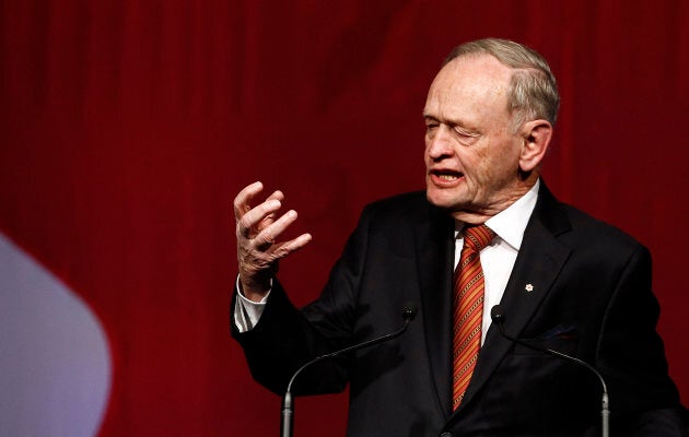 Former Prime Minister Jean Chretien speaks at the 50 Years of Standing Up for Canada event in Toronto, Jan. 21, 2014. Chretien has denied any impropriety after his name appeared in the Paradise Papers leak of offshore tax haven documents.