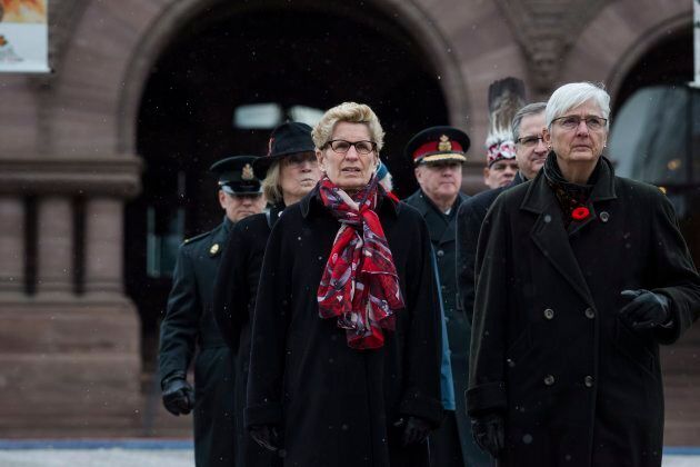 Kathleen Wynne attends a Remembrance Day service at Queen's Park in Toronto.