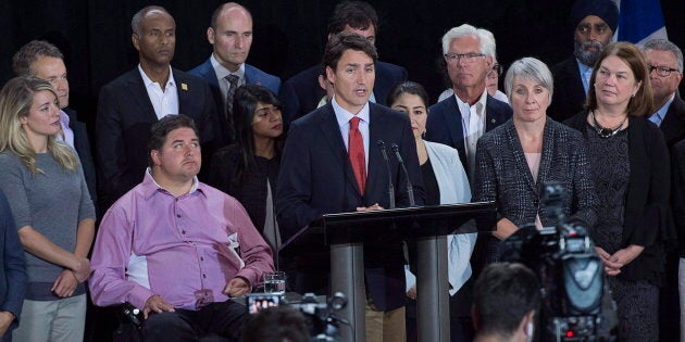 Prime Minister Justin Trudeau fields questions after the Liberal cabinet meeting in St. John's, N.L. on Sept. 13, 2017.