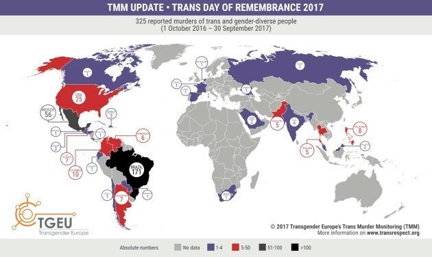 One trans woman was murdered in Canada this year, says the Trans Murder Monitoring Project.