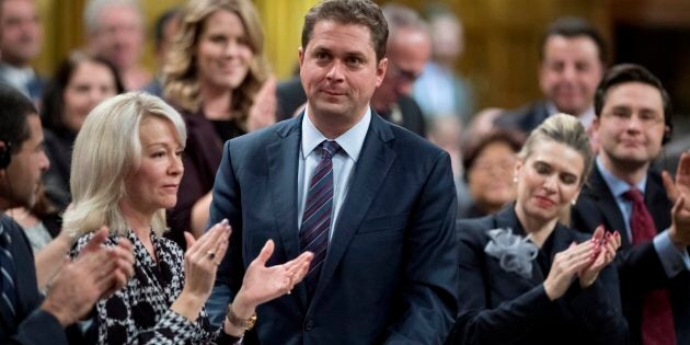 Conservative Leader Andrew Scheer speaks in the House of Commons on Nov. 20, 2017.