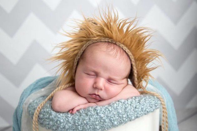 Caitlin Wilton's first baby, Bennett, poses in a lion hat posted on Facebook on Oct. 4, 2017.