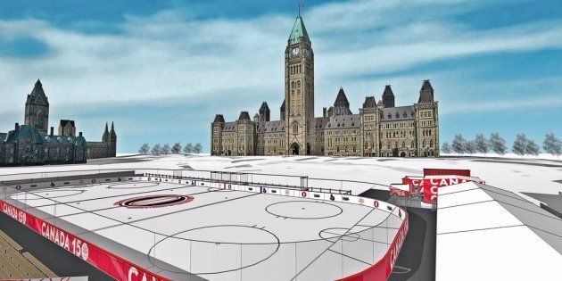 Rendering of what the completed rink will look like on Parliament Hill. It was originally planned to be open to the public for three weeks from Dec. 31 to Jan. 1.