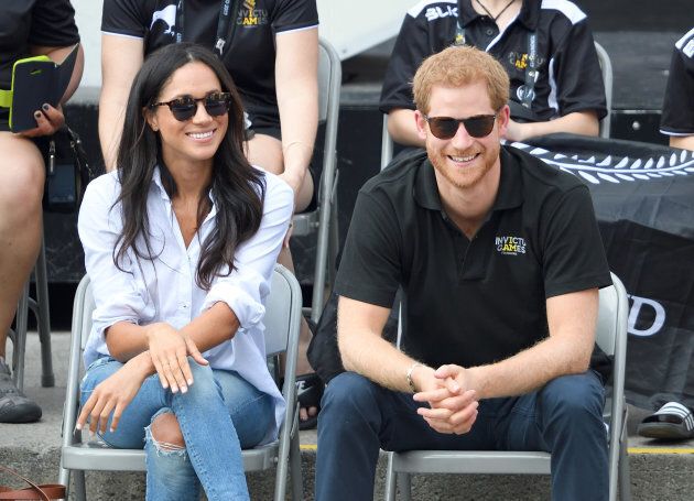Meghan Markle and Prince Harry attend the Wheelchair Tennis on day 3 of the Invictus Games on Sept. 25, 2017 in Toronto, Canada.