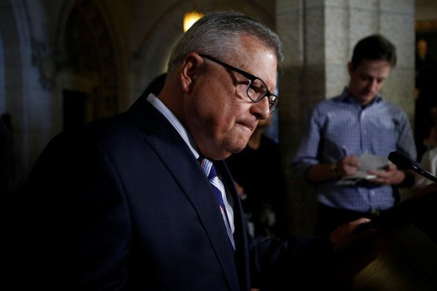 Canada's Public Safety Minister Ralph Goodale takes part in a news conference on Parliament Hill in Ottawa, Ont., July 7, 2017.