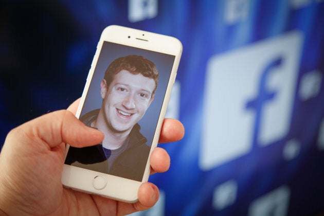 A portrait of Facebook founder Mark Zuckerberg is seen on an iPhone in this photo on August 28, 2017.