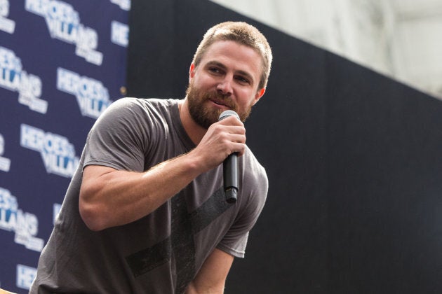 Stephen Amell is interviewed on day two of the Heroes and Villians Convention at Olympia, London on May 28, 2017.