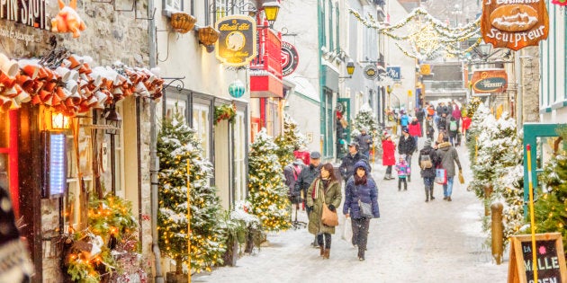 Winter day in the Petit Champlain neighborhood in Quebec City.