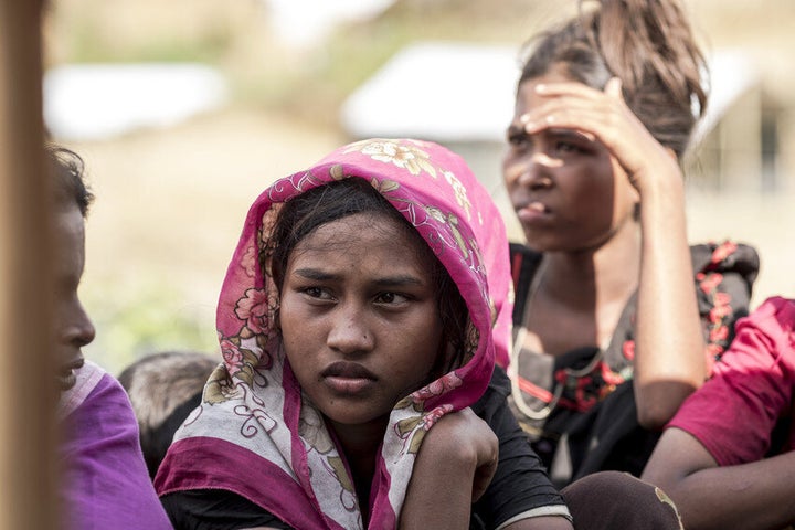 Solema, 12, fled Mynmar and now lives in Cox's Bazar, Bangladesh. She feels shy and nervous when men stare at her in the camp where she lives.