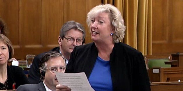 Conservative MP Marilyn Gladu stands in the House of Commons to read a poem criticizing the government's pot bill.