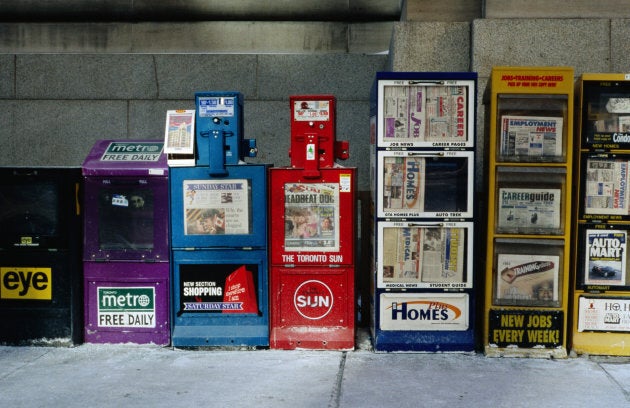 Newspaper bins in Toronto.