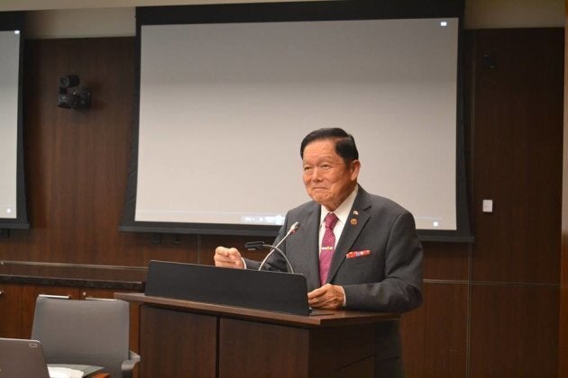 Sen. Victor Oh speaks at an event commemorating the repeal of the Chinese Exclusion Act in May 2017.