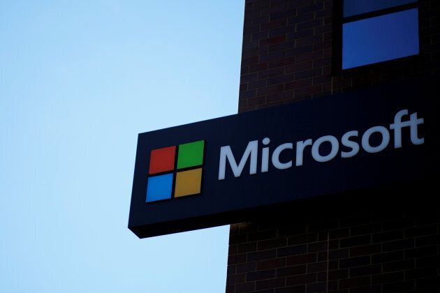 A sign marks the Microsoft office in Cambridge, Massachusetts, U.S. on Jan. 25, 2017.