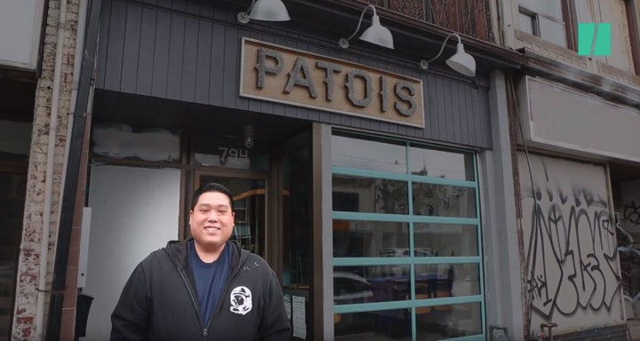 Chef Craig Wong in front of his restaurant, Patois.