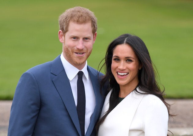 Prince Harry and Meghan Markle attend an official photo call to announce their engagement at Kensington Palace on Nov. 27, 2017 in London.