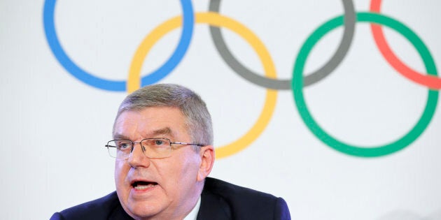 Thomas Bach, President of the International Olympic Committee, attends a news conference after an Executive Board meeting on sanctions for Russian athletes, in Lausanne, Switzerland on Dec. 5, 2017.