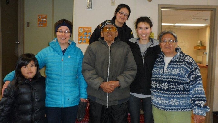 Donna May Kimmaliardjuk with her aunts and her grandfather (centre).