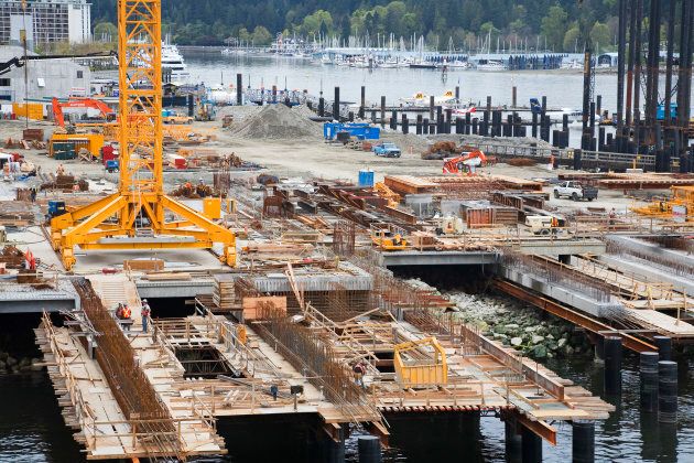 Construction along Coal Harbour's waterfront, Vancouver, B.C.