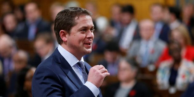 Conservative Leader Andrew Scheer speaks in the House of Commons on Oct. 31, 2017.