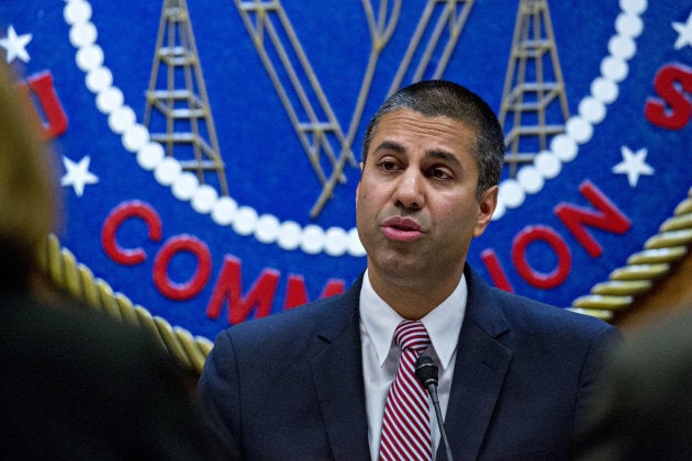 Ajit Pai, chairman of the Federal Communications Commission (FCC), speaks during an open commission meeting in Washington, D.C., on Thursday.