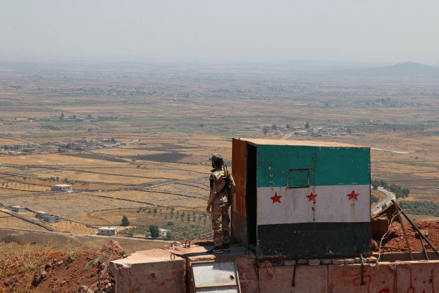 A Free Syrian Army fighter in the Quneitra countryside on Aug. 24, 2017.