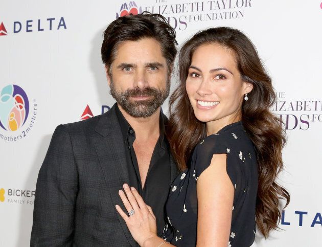 John Stamos and Caitlin McHugh attend The Elizabeth Taylor AIDS Foundation and mothers2mothers dinner in Beverly Hills, California on Oct. 24, 2017.