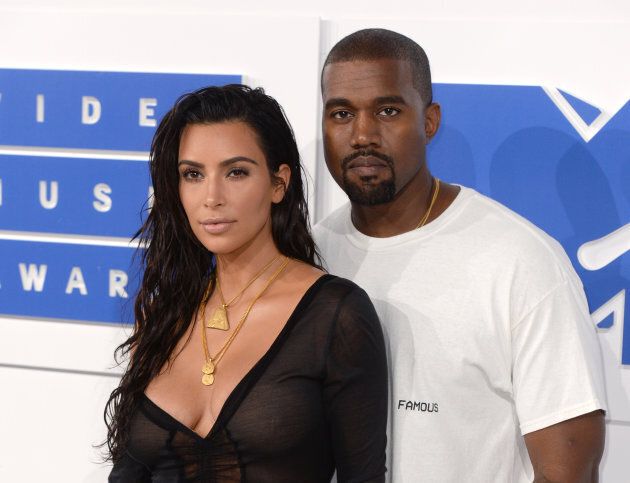 Kim Kardashian and Kanye West arriving at the 2016 MTV Video Music Awards.