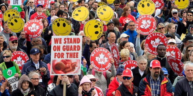 Thousands gather on Parliament Hill for the March for Life rally in Ottawa on Thursday, May 11, 2017.