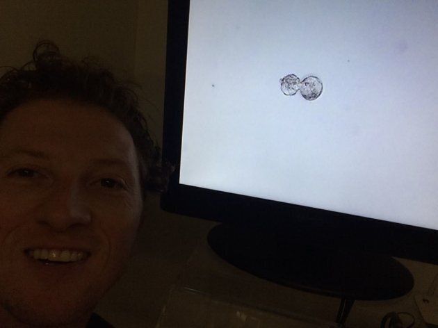 Tucker taking a selfie their embryo.
