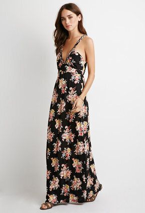 Floral Print Braided Strap Maxi Dress