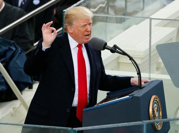 President Donald Trump delivers his speech at the inauguration ceremonies as the 45th president of the United States on Jan. 20, 2017.