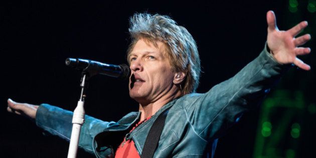 LOS ANGELES, CA - APRIL 19: Musician Jon Bon Jovi of Bon Jovi performs at Staples Center on April 19, 2013 in Los Angeles, California. (Photo by Chelsea Lauren/WireImage)