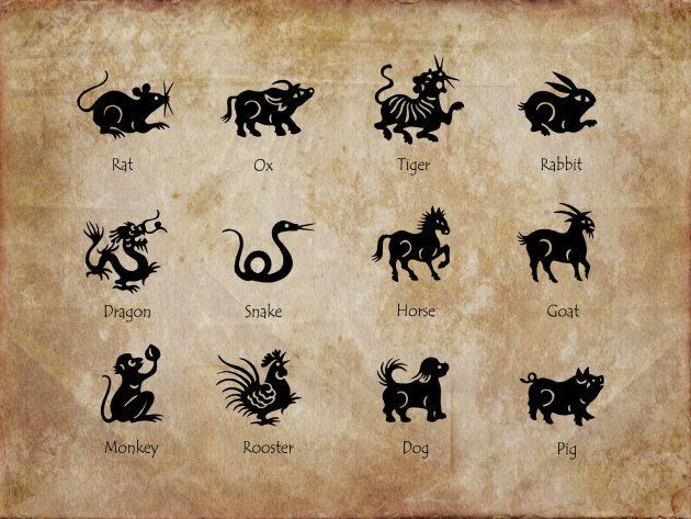 The 12 animals of the Chinese zodiac.