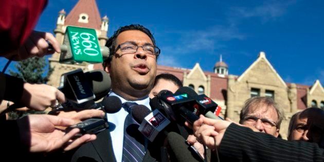 Newly elected Calgary mayor Naheed Nenshi speaks to the media the day after being elected to the office in Calgary, Tuesday, Oct. 19, 2010. Calgary's new mayor says he hopes his election serves as an inspiration to children of all races and backgrounds. Nenshi, 38, is believed to be the first Muslim mayor of a major Canadian city. (AP Photo/The Canadian Press, Jeff McIntosh)