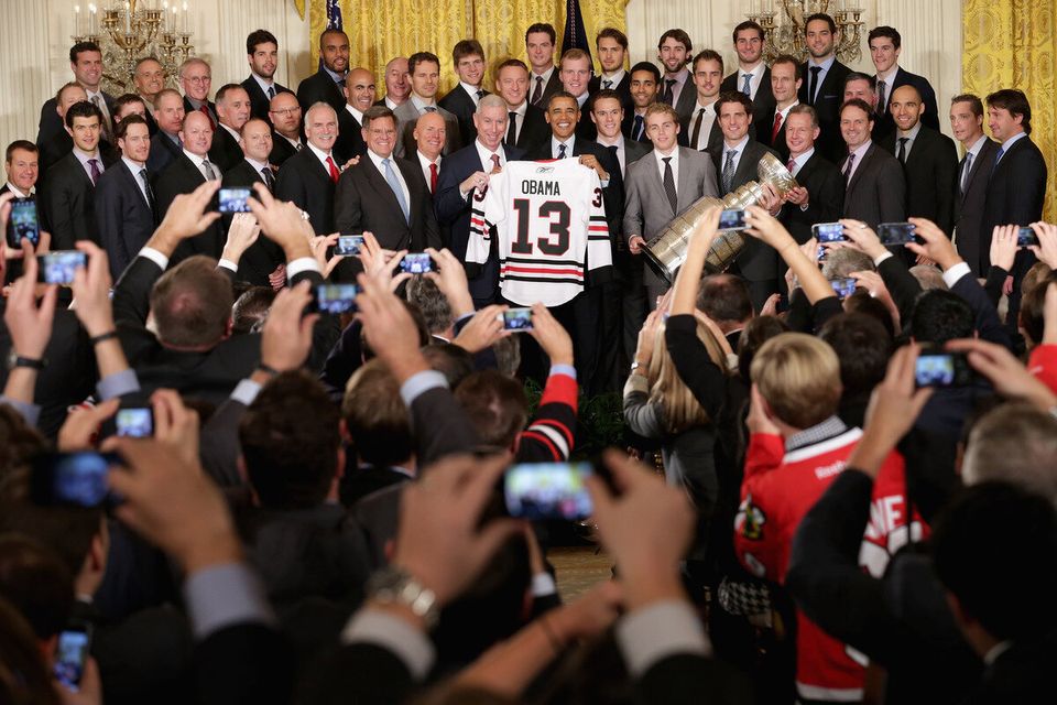 President Obama Welcomes NHL Champion Chicago Blackhawks To The White House