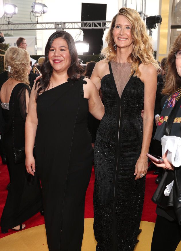 Activist Monica Ramirez and Laura Dern at the 75th Annual Golden Globe Awards.